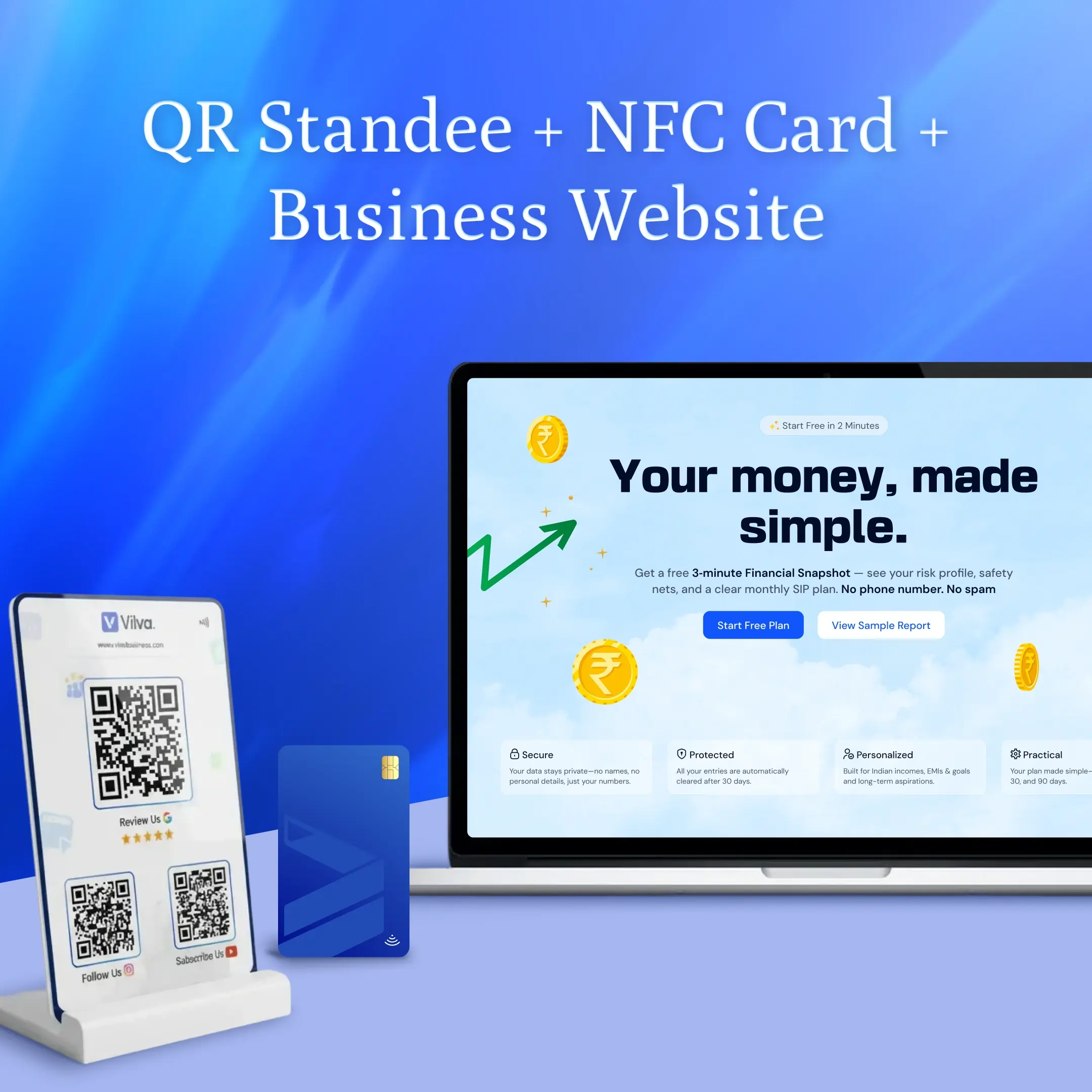 Digital Website + Review QR Standee + NFC Visiting Card